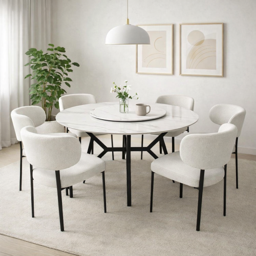 طاولة طعام سيراميك 6 كراسي - تصميم مودرن يرفع فخام...
