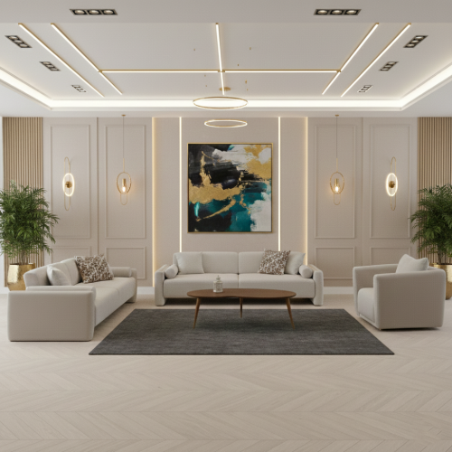 طقم كنب خشب زان طبيعي – يشمل 2 كنبة + 2 كراسي