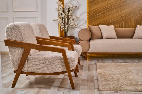 طقم كنب مودرن خشب ومخمل 4 قطع