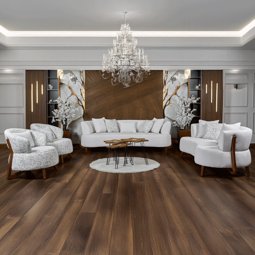 طقم كنب كتان - موديل أتيكا - تصميم منحني - 4 قطع