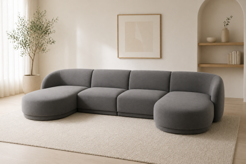 كنبة زاوية مودرن كبيرة مخمل ألوان مختلفة - تصميم م...