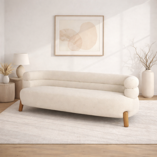 كنبة كريمي أنيقة - خامة ناعمة وجودة تعيش معك سنين