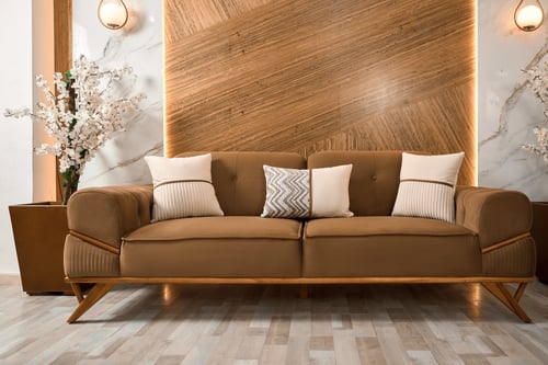 طقم كنب قطيفة - موديل اسيا - ارجل خشبية - 4 قطع