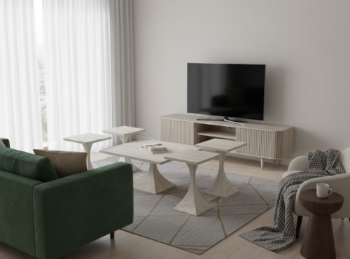 طقم طاولات صالون 1+4مودرن 80×80 وخدمة 40×40