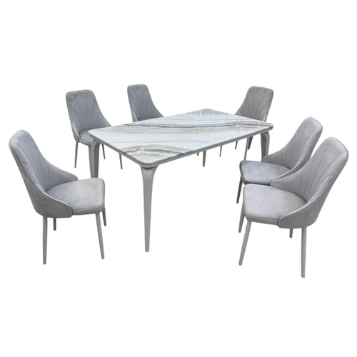 طقم طاولة طعام رخام 6 كراسي– تصميم مودرن فاخر 150×...