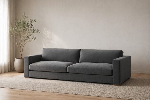 كنبة مودرن 3 مقاعد رمادي مخمل - 250×85×85 سم