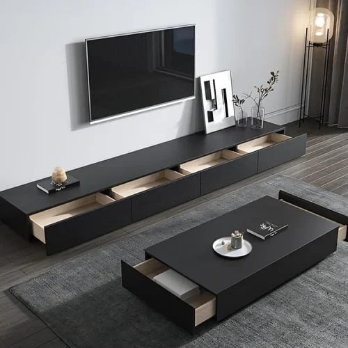 طاولة تلفزيون جدارية وطاولة قهوة MDF | تصميم عصري...