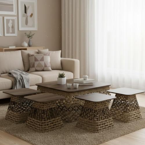 طاولة شاي 4+1 متعددة الاستخدامات للمجلس والصالة