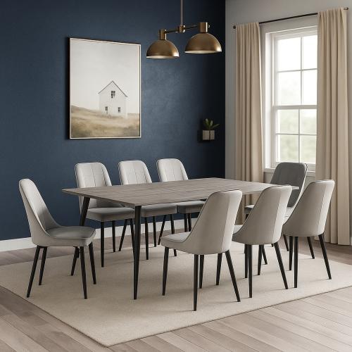 طاولة طعام خشبية و8 كراسي مودرن - لون رصاصي - 100X...