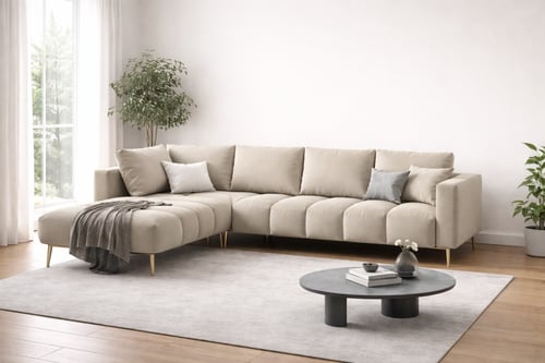 كنبة زاوية مخمل فخمة متعددة الألوان - قطعة أساسية...