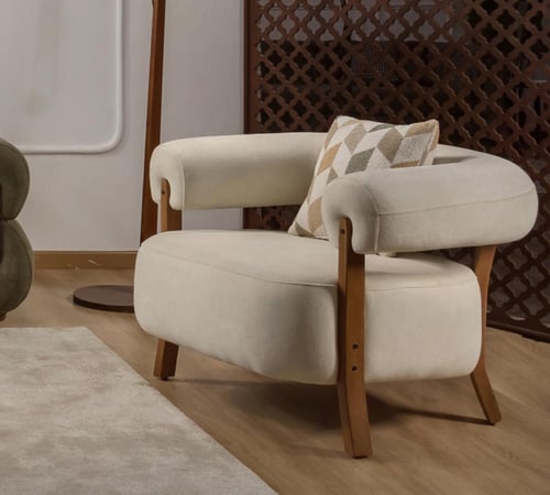 أطقم كنب مودرن خشب زان طبيعي أوف وايت x أخضر - 4 ح...