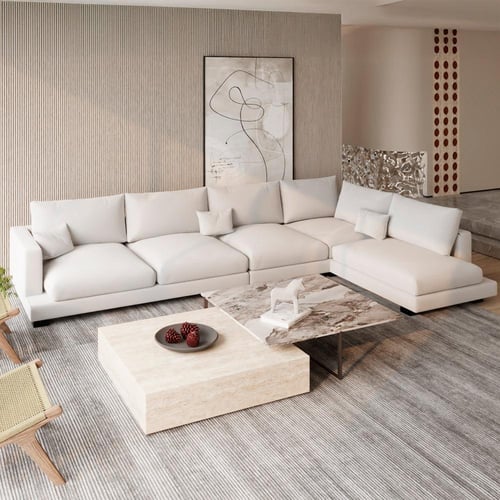 كنبة زاوية خشب سويدي – 320×200×90 سم