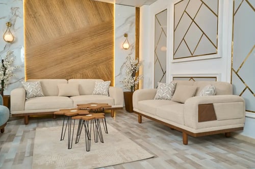 طقم كنب مودرن - موديل ستار - ارجل خشبية - 4 قطع