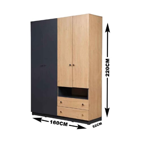 غرفة نوم شبابي بتصميم أنيق لون خشبي x رمادي - 5 قط...