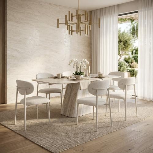 طقم طاولة طعام رخام وخشب - تصميم عصري بقاعدة مركزي...