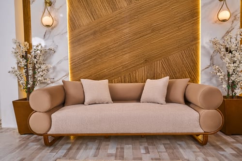 طقم كنب مودرن خشب ومخمل 4 قطع