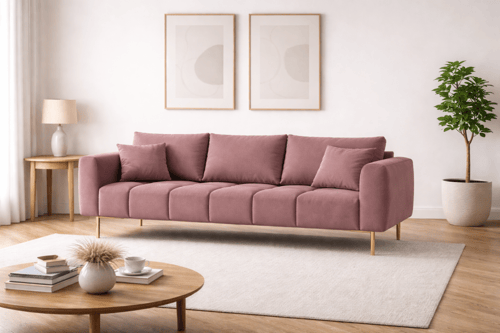 كنبة رمادي كتان فخمة ثلاثية المقاعد - إحساس دافئ و...