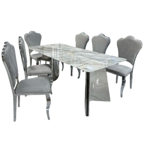 طاولة طعام 6 كراسى استيل رخام ألوان مختلفة - راحة...