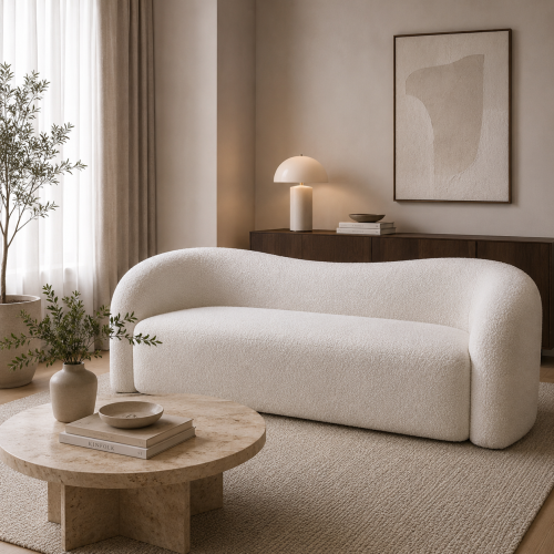 أريكة ثلاثية المقاعد أبيض فخم - 280×85×85 سم