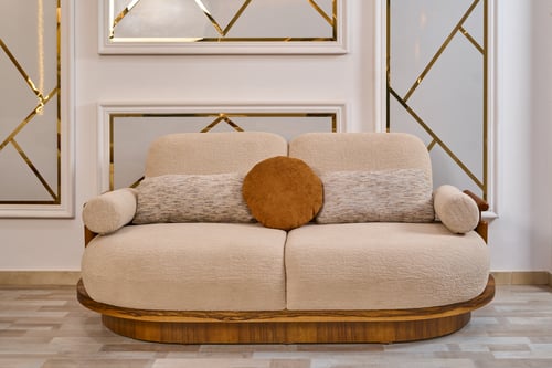 طقم كنب تصميم خشبي فاخر بلمسة عصرية - 4 قطع