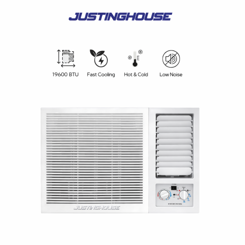 مكيف شباك JUSTNGHOUSE حار بارد لون أبيض - تصميم بس...