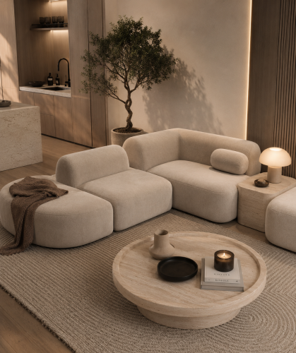 طاولة وسط SableShine Marble من رخام الترفنتينو