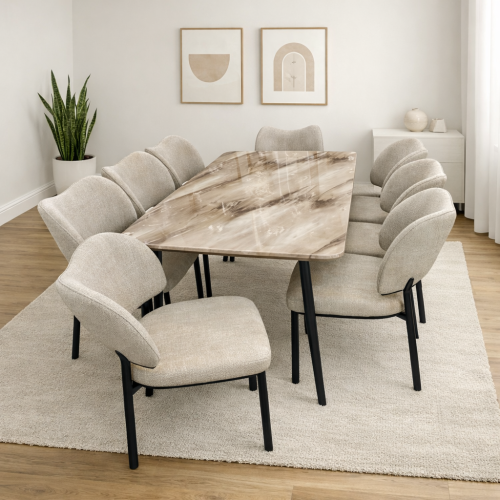 طاولة طعام 4 كراسي بديل رخام متعددة الألوان – تجمع...