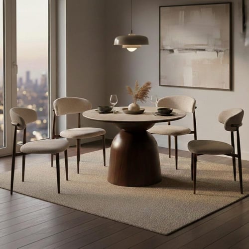 طقم طاولة طعام سيراميك 6 كراسي - تصميم عصري