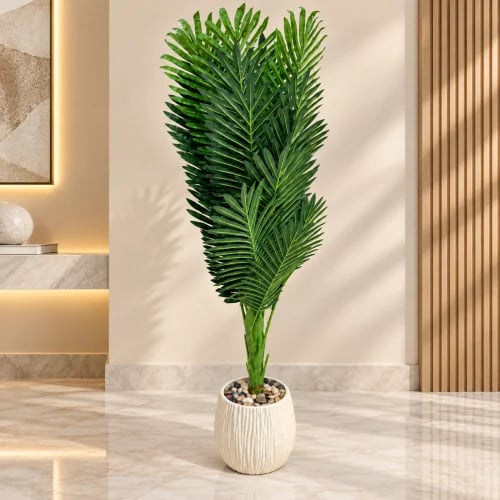 نبات ديكور أخضر بأصيص بيج 140 سم