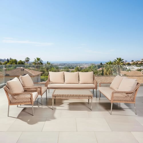 طقم كنب خارجي 7 أشخاص – تصميم فاخر ومريح - بيج – 5...