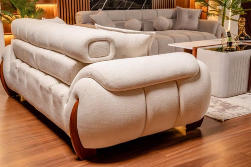 طقم كنب "أوركيدا" مودرن أوف وايت - قماش كتان معالج...