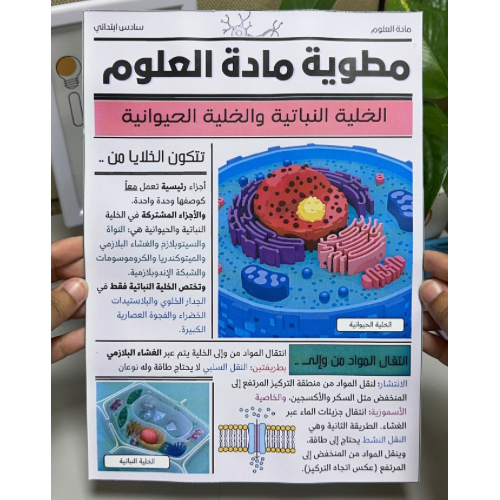 مطوية الخلية النباتية والخلية الحيوانية علوم سادس ابتدائي