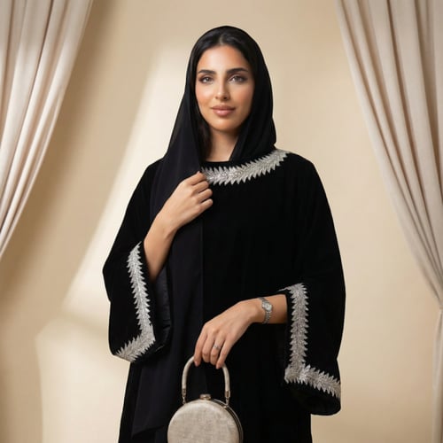 GH037 قطيفة سوداء فاخرة مزينة بالكريستال