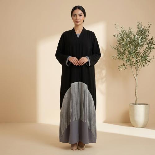 A-line abaya | Gray Indonesian crepe