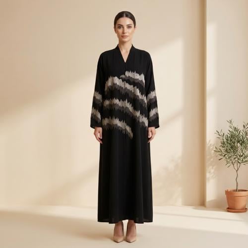 A-line abaya | Beige Korean royal crepe