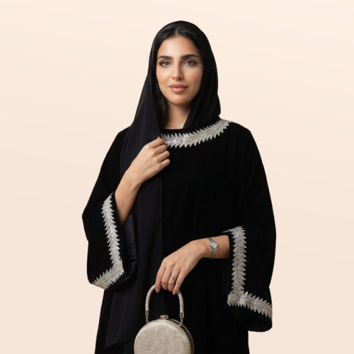 GH037 قطيفة سوداء فاخرة مزينة بالكريستال