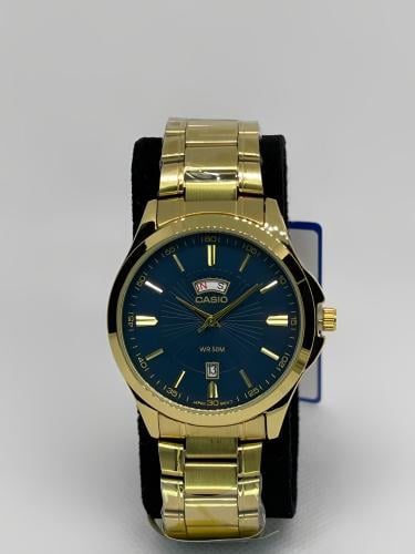 ساعة كاسيو رجالي اطار ذهبي ميناء كحلي