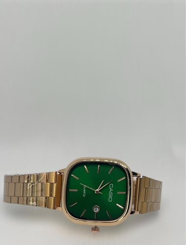 ساعة كاسيو رجالي اطار نحاسي ميناء اخضر