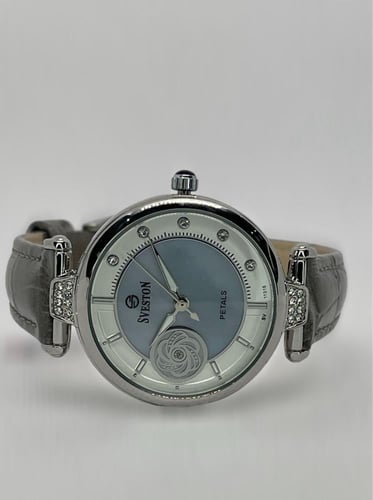 ساعة سيفيستون النسائية ميناء رمادي و سوار جلد رماد...