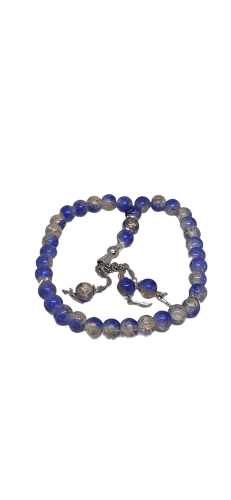 سبحة صلاة كرستالية نسائية33 قطعة سماوي و شفاف