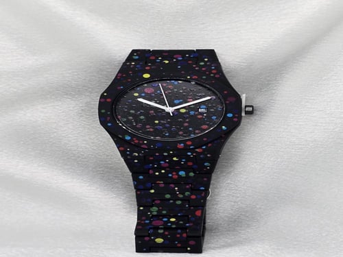 ساعة كاجوال رجالي كاربون اللون أسود تيتانيوم منقط...