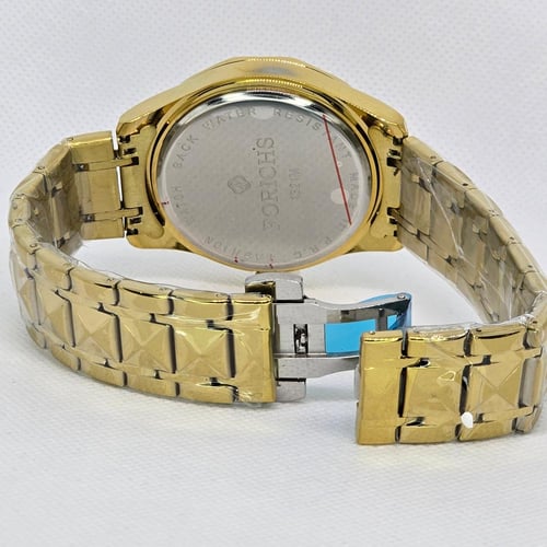 ساعة رجالي كوارتز ذهبي بالكامل