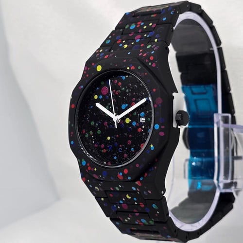 ساعة كاجوال رجالي كاربون اللون أسود تيتانيوم منقط...