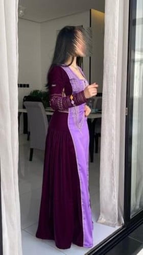 جلابية تطريز لونين