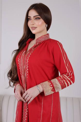 جلابية عسيري بلون أحمر | فساتين سكر