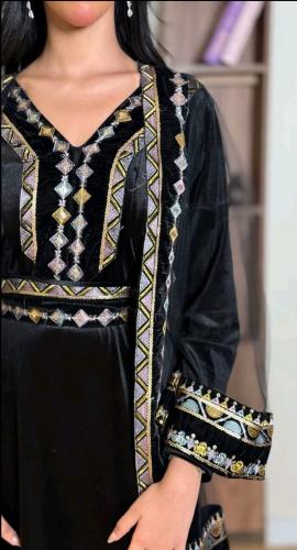 جلابية مخمل تطريز فخم