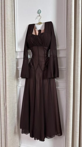 فستان بني جورجيت مميز