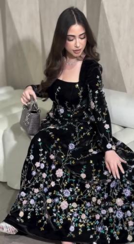 فستان خرز بطانه مخمل