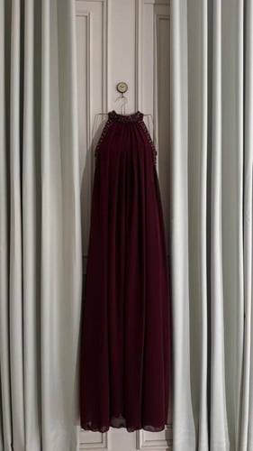 فستان شيفون تطريز عودي