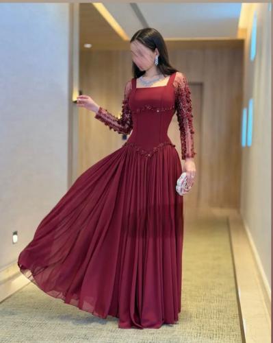 فستان سهرة عنابي فخم
